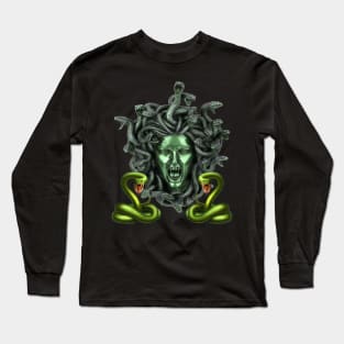 Green Snake Medusa Gorgon Long Sleeve T-Shirt